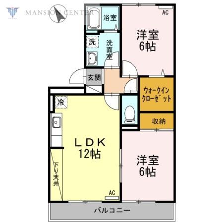 リビングタウン新潟 C(2LDK/3階)の間取り写真