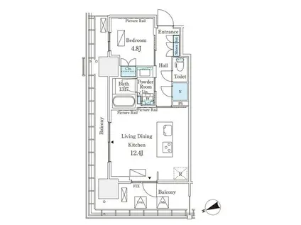 ロイヤルパークス品川(1LDK/5階)の間取り写真