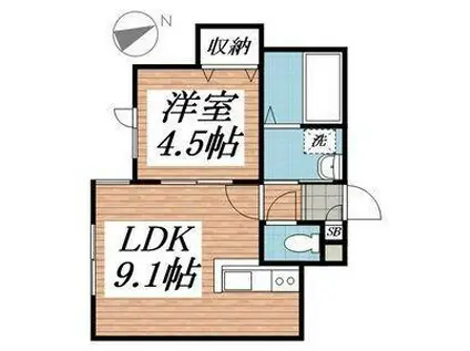 FLAIR新富(1LDK/2階)の間取り写真