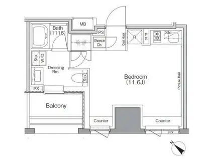 ザ・パークハビオSOHO横浜関内(ワンルーム/6階)の間取り写真