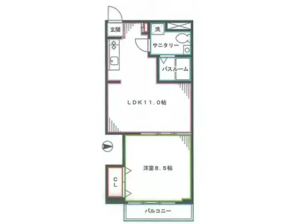 第5シュベルニー(1LDK/1階)の間取り写真