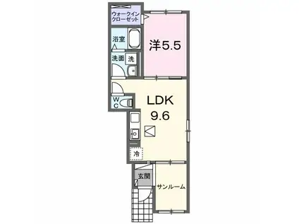ラ・エスペランサ(1LDK/1階)の間取り写真