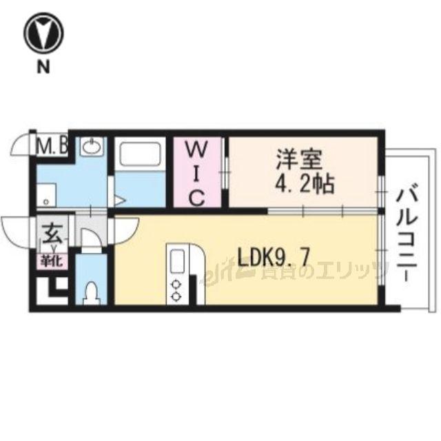 レシオ千里丘(1LDK/1階)の間取り写真
