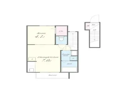 ドリームコート(1DK/2階)の間取り写真