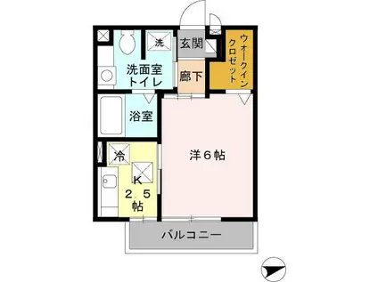 グランモア柳川AB A(1K/1階)の間取り写真