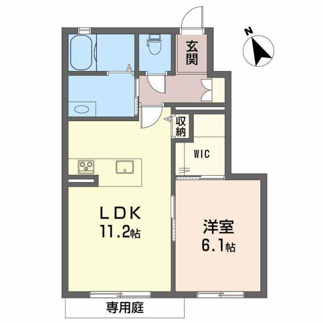 フェリシードさおの森(1LDK/1階)の間取り写真
