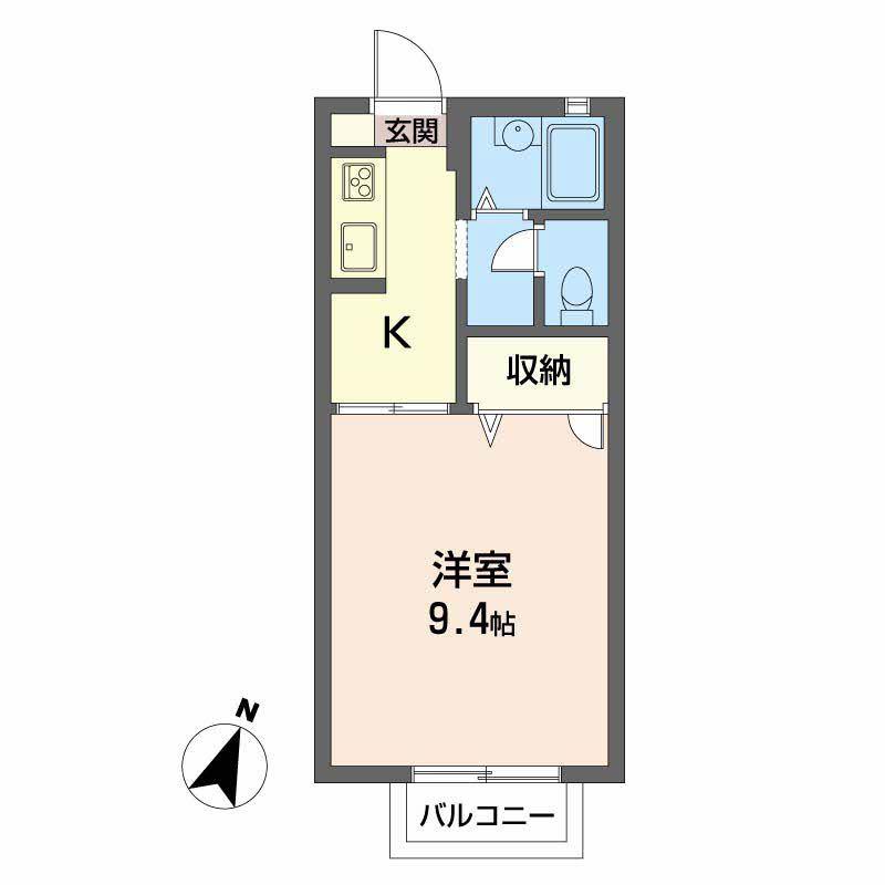 ビレッジ城北C(1K/2階)の間取り写真