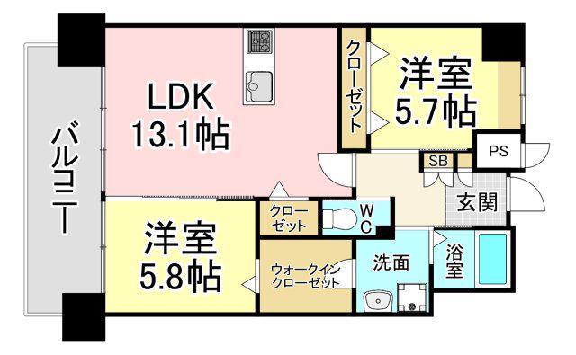 LEGEND高見(2LDK/10階)の間取り写真