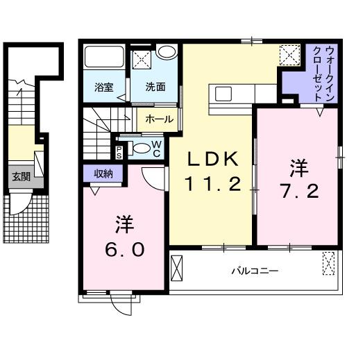 ルミエール ヴォアレA(2LDK/2階)の間取り写真