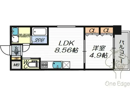 プレジオ中津(1LDK/2階)の間取り写真