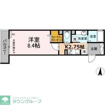 グラッサム大和(1K/3階)の間取り写真