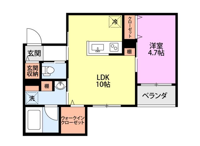 COMMON高志レイクサイド(1LDK/1階)の間取り写真