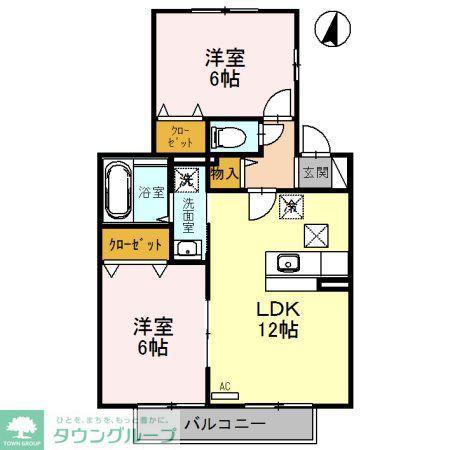 エターナヴィレッジB(2LDK/1階)の間取り写真