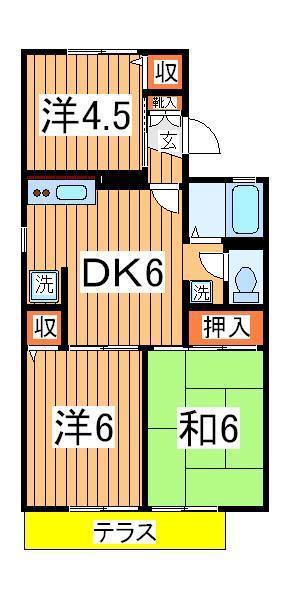 ロイヤルタウン泉D(3DK/1階)の間取り写真