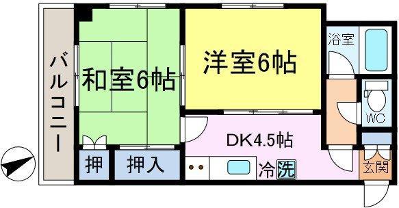 ベルレージュ(2K/1階)の間取り写真