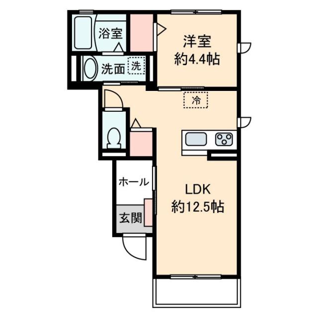 ソレイユM(1LDK/1階)の間取り写真