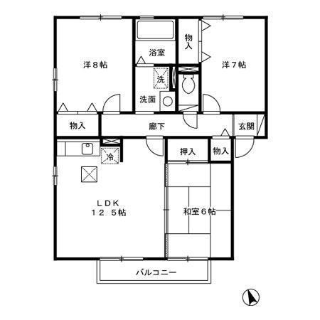 リビングタウン向中野F(3LDK/1階)の間取り写真