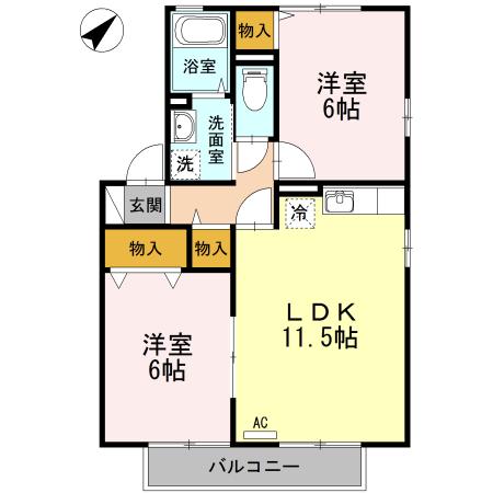 リビエールNO.1(2LDK/2階)の間取り写真