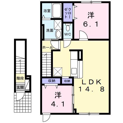 サニーフェザー(2LDK/2階)の間取り写真
