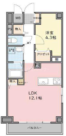フィールズコート六町(1LDK/2階)の間取り写真