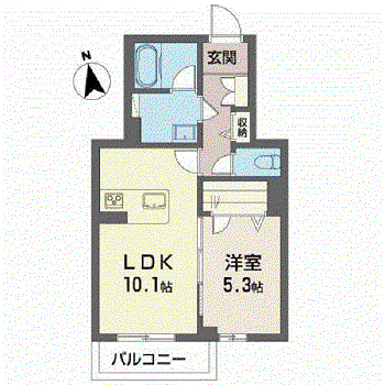 レンヴォール(1LDK/1階)の間取り写真