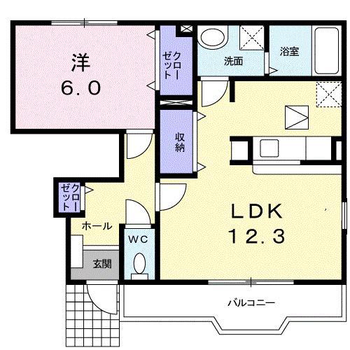 パラシオ(1LDK/1階)の間取り写真