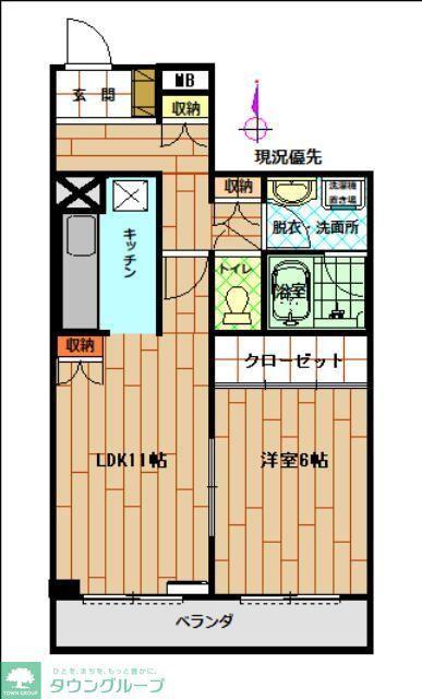 マンション峰岸(1LDK/3階)の間取り写真