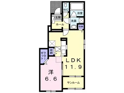 イーストシュラインI(1LDK/1階)の間取り写真