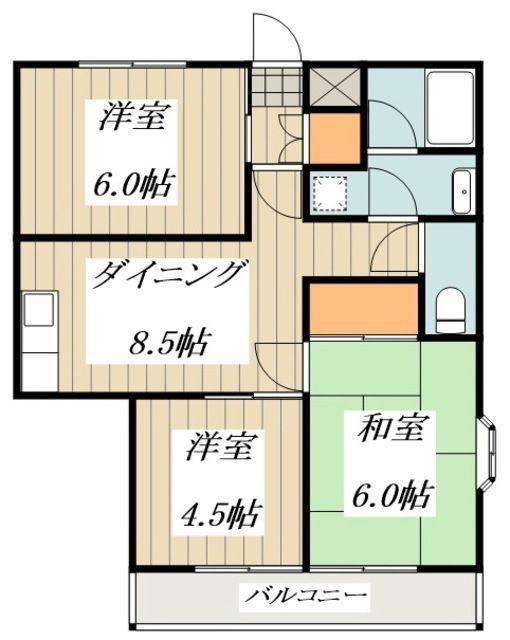 アメニティ国分寺(3DK/4階)の間取り写真