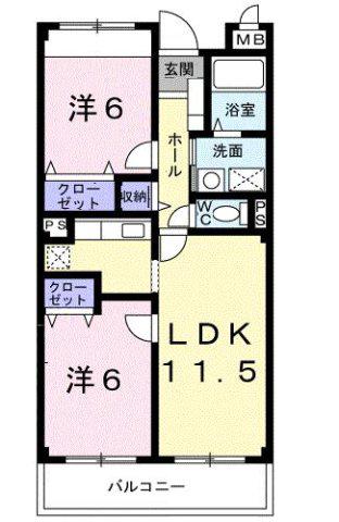 ディアコート・M(2LDK/2階)の間取り写真