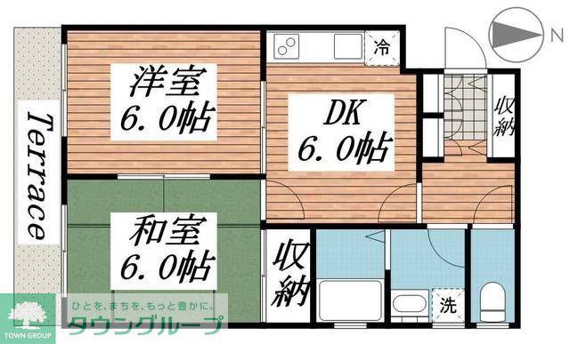CASA CHICA(2DK/1階)の間取り写真