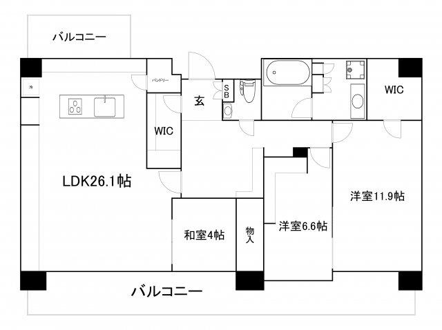 セイワパレス玉造(3LDK/9階)の間取り写真