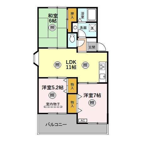 サンヴァリーI(3LDK/3階)の間取り写真