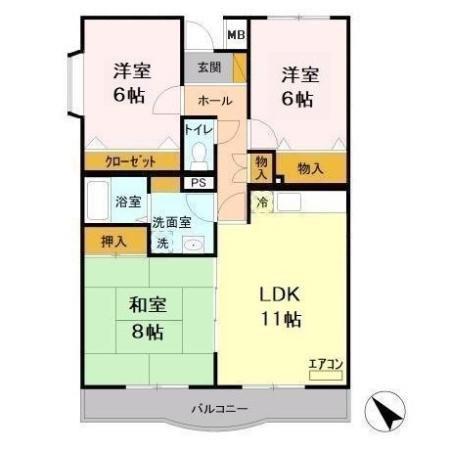 ルミエール南都(3LDK/1階)の間取り写真