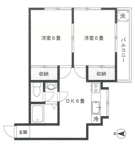 サンハイツ大森(2DK/2階)の間取り写真