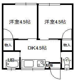 さくら荘(2DK/2階)の間取り写真