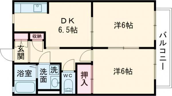 ディアコートみやび I(2DK/2階)の間取り写真