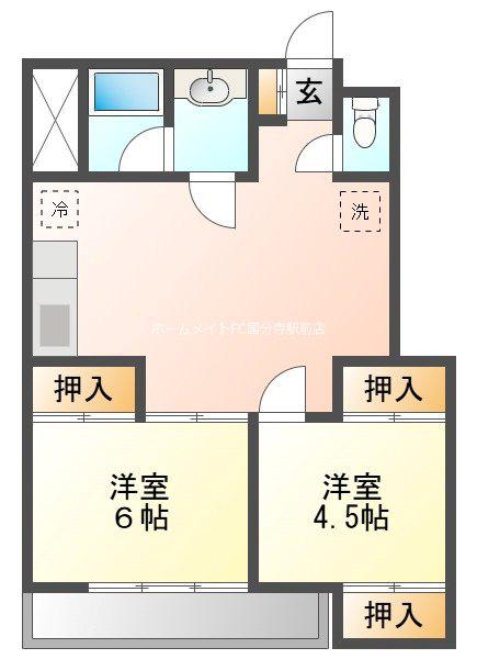 榎本第一ビル(2DK/2階)の間取り写真