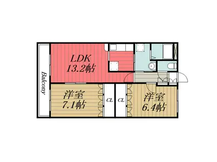 グレイスヴィラ(2LDK/2階)の間取り写真
