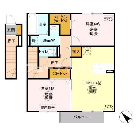 アネシスIII(2LDK/2階)の間取り写真