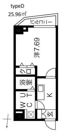 MAXIV西大島DUE(1K/7階)の間取り写真