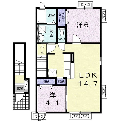 サンブライト(2LDK/2階)の間取り写真