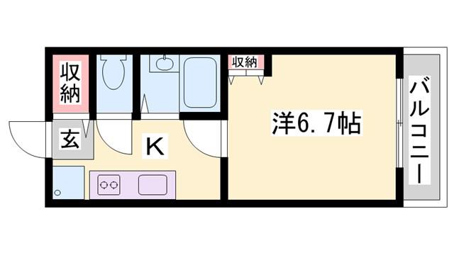 ジュネス城北新町III(1K/1階)の間取り写真