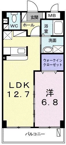 プロフィット為又(1LDK/6階)の間取り写真