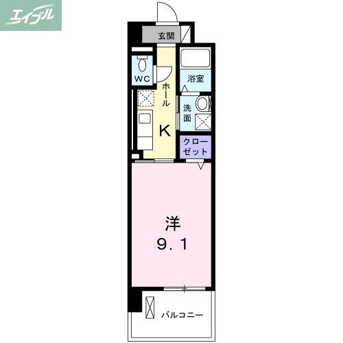 セントラルヒルズ昭和町(1K/4階)の間取り写真