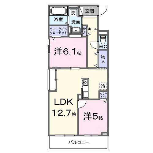 ブリオ安満 A棟(2LDK/2階)の間取り写真