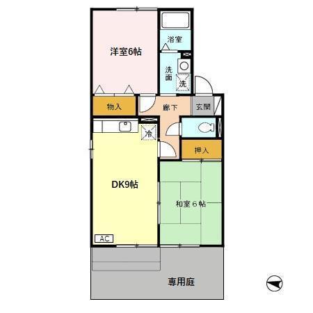 セジュールブルースカイ(2DK/1階)の間取り写真