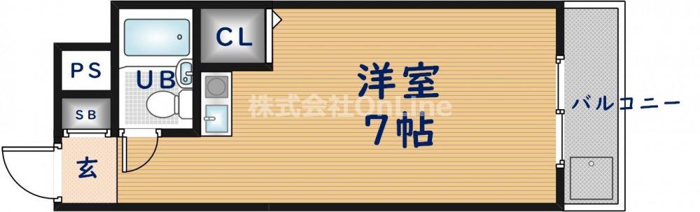 小若江スカイハイツ(ワンルーム/1階)の間取り写真