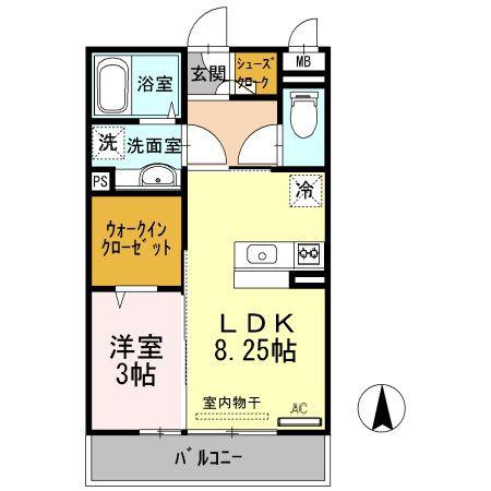 クリーク パレス(1LDK/2階)の間取り写真