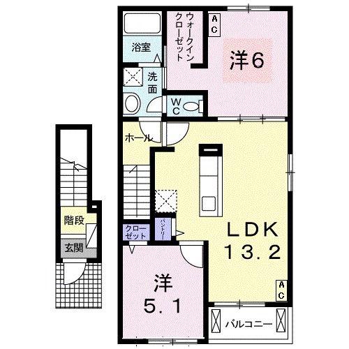 フィア クレー(2LDK/2階)の間取り写真